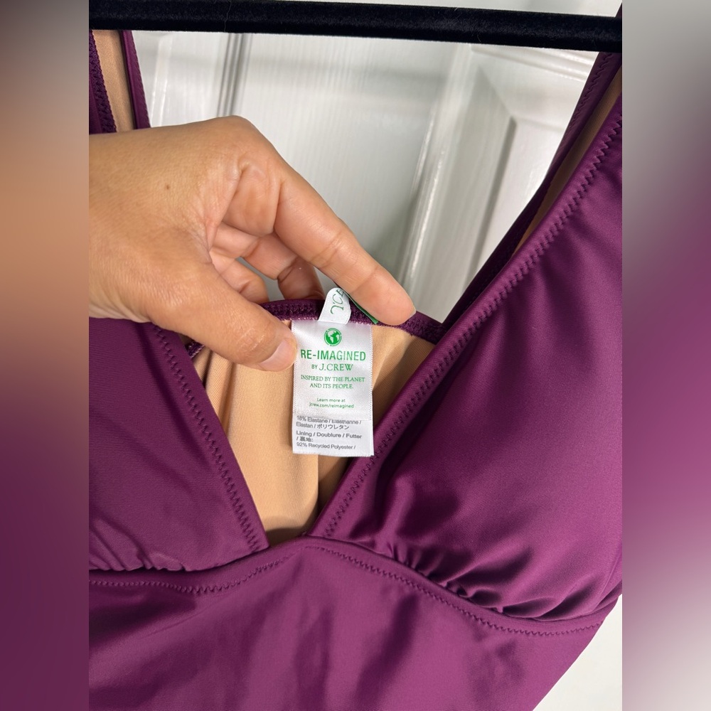 NWOT JCrew Ruched V neck swimsuit / Swim Dress / One piece Burgandy Size 8 - Picture 8 of 10